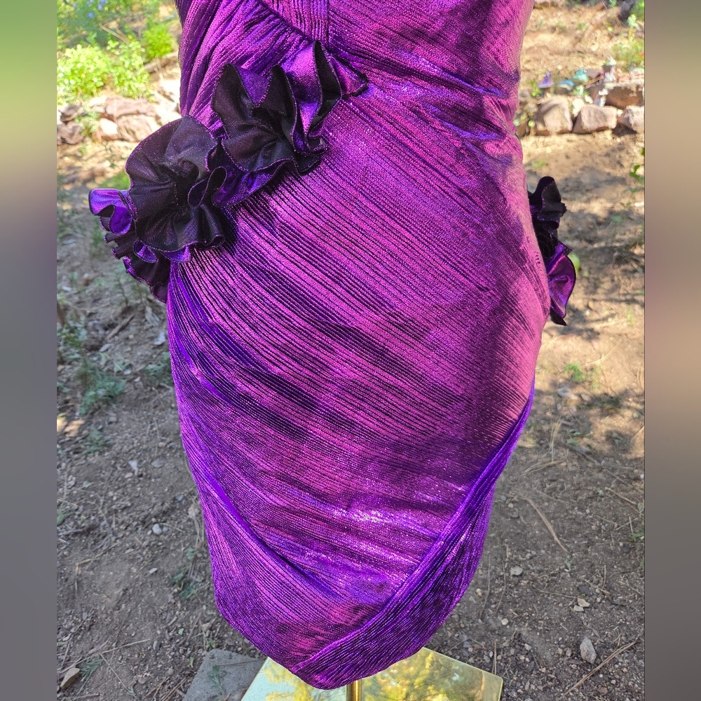 Miley Cyrus Alexandre Vauthier Purple One-Shoulder Ruffle Dress Size 36 - Picture 11 of 16